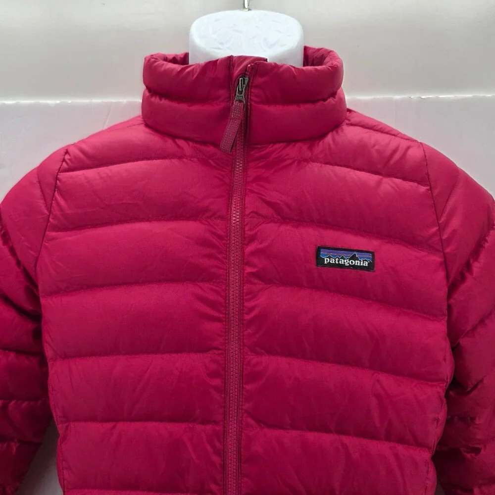 Boy’s Patagonia Down Sweater Full Zip Puffer Jacket Size XL 14 Pink Kids
